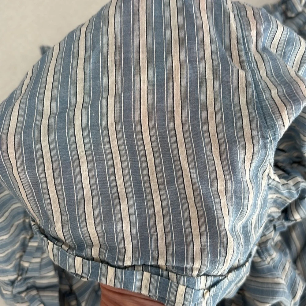 Doen Blue and White Striped Women's Pajama Shorts